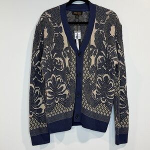 TRUTH by Republic Men’s Knit Cardigan Sweater Floral V-Neck Button Front Sz S/P